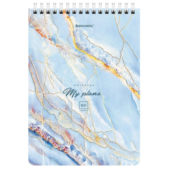 Блокнот А5 (146х206 мм), 60 л., гребень, картон, клетка, BRAUBERG, "Мрамор", 114360 за 59 ₽. Блокноты. Доставка по России. Без переплат!