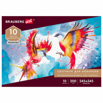 Альбом для акварели, бумага ИТАЛИЯ 200 г/м2 25% хлопок 245х345 мм, 10 л., BRAUBERG ART PREMIERE, 105911 за 264 ₽. Альбомы и бумага для акварели и масла. Доставка по России. Без переплат!
