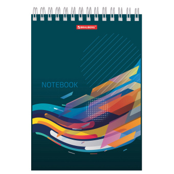 Блокнот А5, 146х205 мм, 60 л., гребень, картон, жесткая подложка, клетка, BRAUBERG, "На волне успеха", 129813 за 68 ₽. Блокноты. Доставка по России. Без переплат!