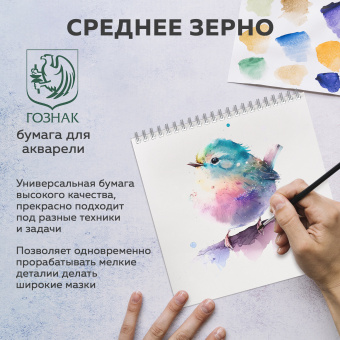 Скетчбук, акварельная белая бумага 200 г/м ГОЗНАК, 190х190 мм, 20 л., гребень, подложка, BRAUBERG ART DEBUT, 110993 за 156 ₽. Альбомы и бумага для акварели и масла. Доставка по России. Без переплат!