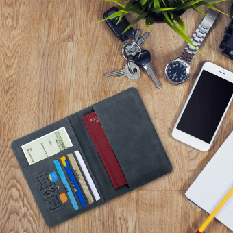 Обложка для паспорта и документов с защитой от считывания, 9 карманов, резинка, экокожа, темно-голубая, BRAUBERG, 238752 за 215 ₽. Обложки для паспорта. Доставка по России. Без переплат!