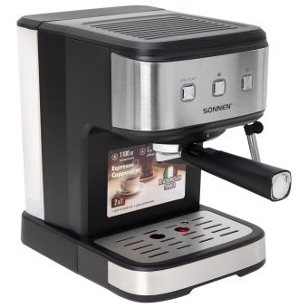 Кофеварка рожковая ручной капучинатор SONNEN CM8501, 1100 Вт, 1,5 л, 15 бар, черная/серебро, 456335 за 6&nbsp;786 ₽. Кофеварки рожковые. Доставка по России. Без переплат!