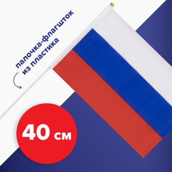 Флаг России ручной 20х30 см, без герба, с флагштоком, BRAUBERG/STAFF, 550181, RU13 за 43 ₽. Флаги и знамена. Доставка по России. Без переплат!