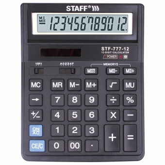 Калькулятор настольный STAFF STF-777, 12 разрядов, двойное питание, 210x165 мм, ЧЕРНЫЙ, 250458 за 717 ₽. Калькуляторы настольные. Доставка по России. Без переплат!