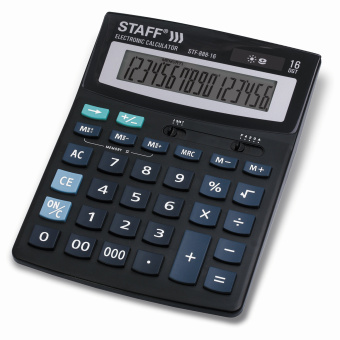 Калькулятор настольный STAFF STF-888-16 (200х150 мм), 16 разрядов, двойное питание, 250183 за 1 085 ₽. Калькуляторы настольные. Доставка по России. Без переплат!