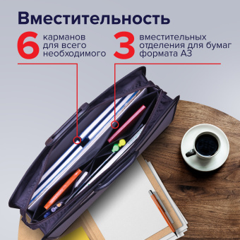 Папка-портфель пластиковая БОЛЬШОГО ФОРМАТА BRAUBERG "ПОРТФОЛИО", А3 (470х380х130 мм), 3 отделения, серая, 223080 за 1 420 ₽. Портфели пластиковые. Доставка по России. Без переплат!