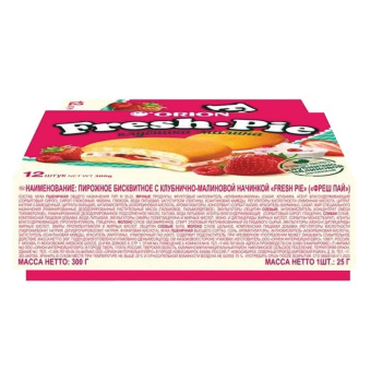 Печенье ORION "Fresh-Pie Strawberry-raspberry", клубника-малина, 300 г (12 штук х 25 г), О0000017465 за 275 ₽. Печенье, крекеры, сухари и сушки. Доставка по России. Без переплат!