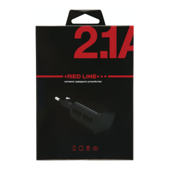 Зарядное устройство сетевое (220 В) RED LINE NT-2A, 2 порта USB, выходной ток 2,1 А, черное, УТ000009404 за 336 ₽. Зарядные устройства для портативной электроники. Доставка по России. Без переплат!