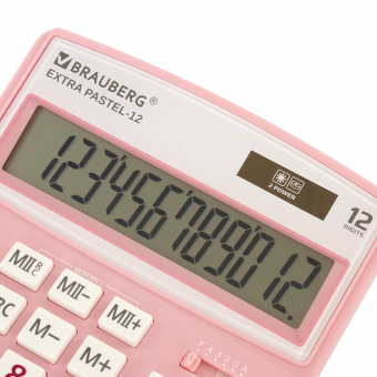 Калькулятор настольный BRAUBERG EXTRA PASTEL-12-PK (206x155 мм), 12 разрядов, двойное питание, РОЗОВЫЙ, 250487 за 988 ₽. Калькуляторы настольные. Доставка по России. Без переплат!