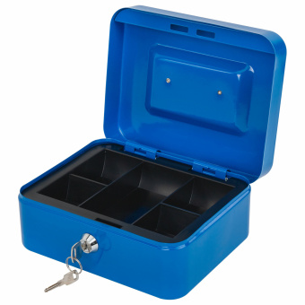 Ящик для денег, ценностей, документов, печатей, 90х160х200 мм, ключевой замок, синий, BRAUBERG, 291351 за 1&nbsp;023 ₽. Ящики для денег, ценностей, документов, печатей. Доставка по России. Без переплат!