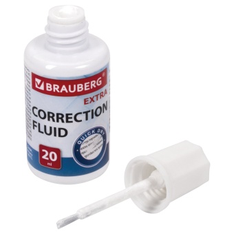 Корректирующая жидкость BRAUBERG EXTRA быстросохнущая, 20 мл, с кисточкой, 229397 за 52 ₽. Корректирующие жидкости. Доставка по России. Без переплат!