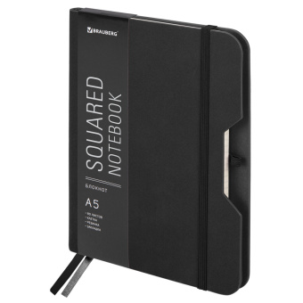 Блокнот А5 (162х218 мм), BRAUBERG "NOTE", под кожу софт-тач, с резинкой, 80 л., клетка, черный, 113437 за 484 ₽. Бизнес-блокноты и бизнес-тетради. Доставка по России. Без переплат!