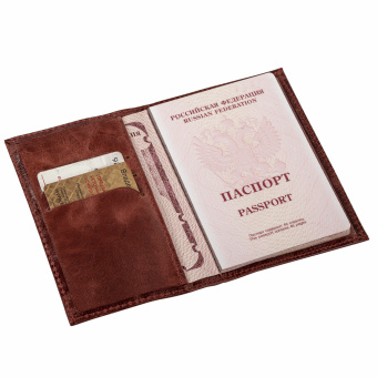 Обложка для паспорта натуральная кожа пулап, "Passport", кожаные карманы, коричневая, BRAUBERG, 238197 за 355 ₽. Обложки для паспорта. Доставка по России. Без переплат!