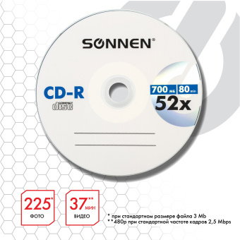 Диск CD-R SONNEN, 700 Mb, 52x, бумажный конверт (1 штука), 512573 за 40 ₽. Диски CD, DVD, BD (Blu-ray). Доставка по России. Без переплат!