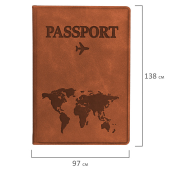 Обложка для паспорта "Passport Map", мягкая экокожа, коричневая, STAFF, 238876 за 129 ₽. Обложки для паспорта. Доставка по России. Без переплат!