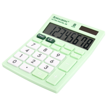 Калькулятор настольный BRAUBERG ULTRA PASTEL-08-LG, КОМПАКТНЫЙ (154x115 мм), 8 разрядов, двойное питание, МЯТНЫЙ, 250515 за 618 ₽. Калькуляторы настольные. Доставка по России. Без переплат!