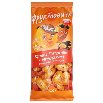 Конфеты ФРУКТОВИЧИ "Курага Петровна" с миндалем в шоколадной глазури, 500 г, 674 за 716 ₽. Конфеты фасованные. Доставка по России. Без переплат!