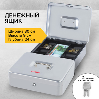 Ящик для денег, ценностей, документов, печатей, 90х240х300 мм, ключевой замок, серебристый, BRAUBERG, 291060 за 1&nbsp;919 ₽. Ящики для денег, ценностей, документов, печатей. Доставка по России. Без переплат!