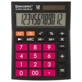 Калькулятор настольный BRAUBERG ULTRA COLOR-12-BKWR (192x143 мм), 12 разрядов, двойное питание, ЧЕРНО-МАЛИНОВЫЙ, 250500 за 972 ₽. Калькуляторы настольные. Доставка по России. Без переплат!