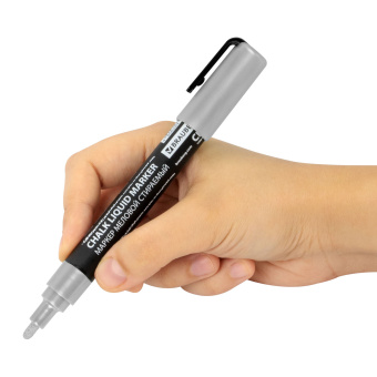 Маркер меловой CHALK LIQUID MARKER, СЕРЕБРИСТЫЙ, 3 мм, стираемый, BRAUBERG "CHALK", 152593 за 94 ₽. Маркеры меловые. Доставка по России. Без переплат!