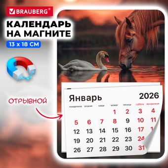Календарь отрывной на магните на 2026 г., BRAUBERG, 130x180 мм, склейка, "Символ года", 117287 за 53 ₽. Календари настенные. Доставка по России. Без переплат!
