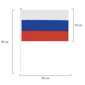 Флаг России ручной 20х30 см, без герба, с флагштоком, BRAUBERG/STAFF, 550181, RU13 за 43 ₽. Флаги и знамена. Доставка по России. Без переплат!