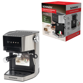 Кофеварка рожковая с дисплеем SONNEN CM-2066, ручной капучинатор, сенсор, 1 л, 950 Вт, 19 бар, 457882 за 8&nbsp;973 ₽. Кофеварки рожковые. Доставка по России. Без переплат!