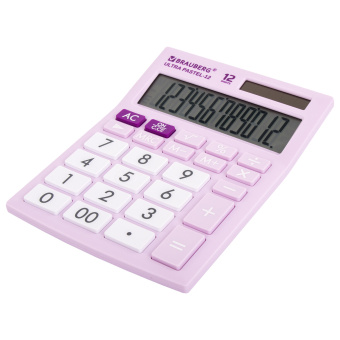 Калькулятор настольный BRAUBERG ULTRA PASTEL-12-PR (192x143 мм), 12 разрядов, двойное питание, СИРЕНЕВЫЙ, 250505 за 884 ₽. Калькуляторы настольные. Доставка по России. Без переплат!