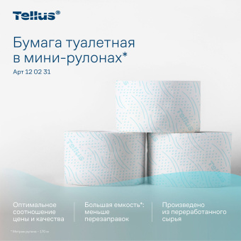 Бумага туалетная 170 метров, Tellus/TORK (Система T2) ADVANCED, КОМПЛЕКТ 12 рулонов, 2-слойная, белая, 120231 за 3&nbsp;386 ₽. Туалетная бумага профессиональная. Доставка по России. Без переплат!