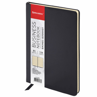 Блокнот БОЛЬШОЙ ФОРМАТ (200х252 мм) В5, BRAUBERG "Income", кожзам, 128 л., клетка, черный, 125204 за 797 ₽. Бизнес-блокноты и бизнес-тетради. Доставка по России. Без переплат!