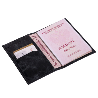 Обложка для паспорта натуральная кожа пулап, "Passport", кожаные карманы, черная, BRAUBERG, 238198 за 355 ₽. Обложки для паспорта. Доставка по России. Без переплат!