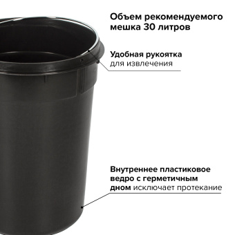 Ведро-контейнер для мусора (урна) с педалью LAIMA "Classic", 20 л, черное, глянцевое, металл, со съемным внутренним ведром, 604945 за 3 623 ₽. Контейнеры и ведра для мусора. Доставка по России. Без переплат!
