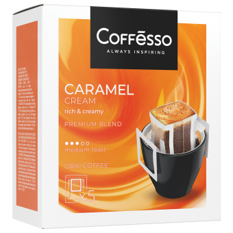 Кофе в дрип-пакетах COFFESSO "Caramel Cream" 5 порций по 10 г, 102540 за 323 ₽. Кофе растворимый. Доставка по России. Без переплат!
