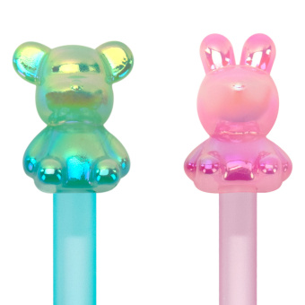 Ручка с акриловым топпером шариковая FUNSTER (ФАНСТЕР) "BEAR&BUNNY", СИНЯЯ, ассорти, пишущий узел 0,7 мм, линия письма 0,35 мм, 144372 за 67 ₽. Ручки фигурные. Доставка по России. Без переплат!