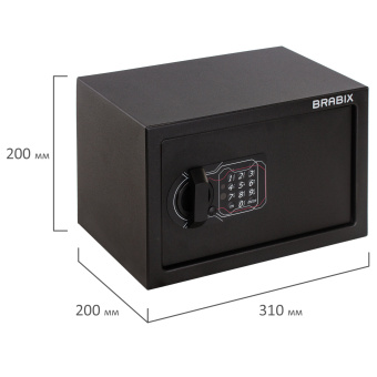 Сейф мебельный BRABIX "SF-200EL", 200х310х200 мм, электронный замок, черный, 291145, S103BR211214 за 6&nbsp;320 ₽. Сейфы мебельные, офисные. Доставка по России. Без переплат!