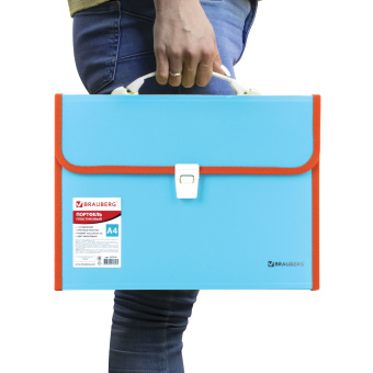 Папка-портфель пластиковая BRAUBERG "JOY", А4 (330х245х35 мм), 13 отделений, с окантовкой, бирюзовая, 227976 за 396 ₽. Портфели пластиковые. Доставка по России. Без переплат!