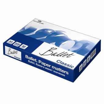 Бумага офисная А4, 80 г/м2, 500 л., марка В, BALLET CLASSIC, Россия, 153% (CIE) за 572 ₽. Бумага белая марок А, В, С. Доставка по России. Без переплат!