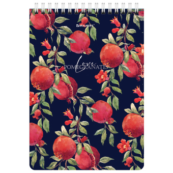 Блокнот А5, 146х206 мм, 60 л., гребень, картон, жесткая подложка, клетка, BRAUBERG, "Гранаты", 114366 за 59 ₽. Блокноты. Доставка по России. Без переплат!