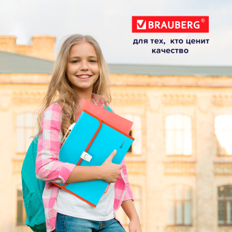 Папка-портфель пластиковая BRAUBERG "JOY", А4 (330х245х35 мм), 13 отделений, с окантовкой, бирюзовая, 227976 за 396 ₽. Портфели пластиковые. Доставка по России. Без переплат!