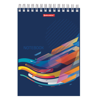 Блокнот А5, 146х205 мм, 60 л., гребень, картон, жесткая подложка, клетка, BRAUBERG, "На волне успеха", 129813 за 68 ₽. Блокноты. Доставка по России. Без переплат!