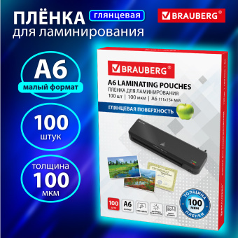 Пленки-заготовки для ламинирования МАЛОГО ФОРМАТА, А6, КОМПЛЕКТ 100 шт., 100 мкм, BRAUBERG, 531785 за 247 ₽. Пакеты для ламинирования. Доставка по России. Без переплат!