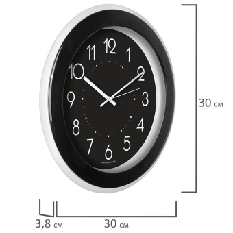 Часы настенные TROYKATIME (TROYKA) 122201202, круг, черные, черная рамка, 30х30х3,8 см за 745 ₽. Часы офисные. Доставка по России. Без переплат!