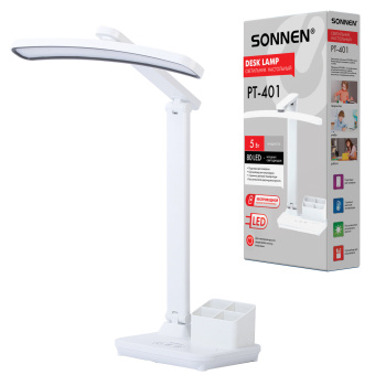 Настольная лампа / светильник беспроводная SONNEN PT-401, органайзер, USB, LED, 5 Вт, 3 режима, 238779 за 1&nbsp;339 ₽. Светильники. Доставка по России. Без переплат!