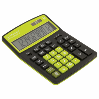 Калькулятор настольный BRAUBERG EXTRA COLOR-12-BKLG (206x155 мм), 12 разрядов, двойное питание, ЧЕРНО-САЛАТОВЫЙ, 250477 за 880 ₽. Калькуляторы настольные. Доставка по России. Без переплат!