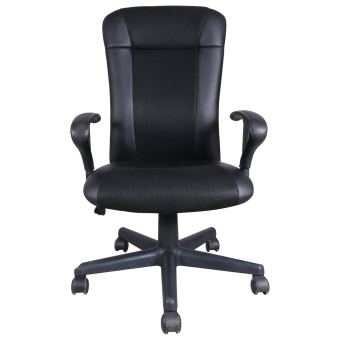 Кресло BRABIX "Optima MG-370", с подлокотниками, экокожа/ткань, черное, 531580 за 9 775 ₽. Кресла для персонала. Доставка по России. Без переплат!