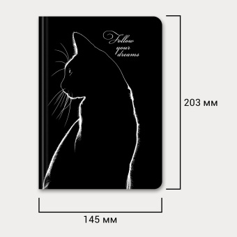 Ежедневник недатированный с резинкой А5 145х203 мм, BRAUBERG, твердый, 160 л., "Black cat", 116305 за 339 ₽. Ежедневники с твердой обложкой. Доставка по России. Без переплат!