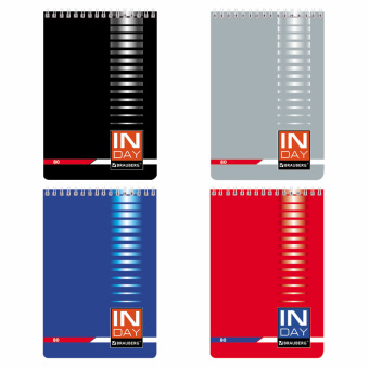 Блокнот А5 146х205 мм, 80 л., гребень, мелованная картонная обложка, клетка, BRAUBERG, "INDAY", ассорти, 121723 за 77 ₽. Блокноты. Доставка по России. Без переплат!