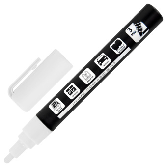 Маркер меловой CHALK LIQUID MARKER, БЕЛЫЙ, 3 мм, стираемый, BRAUBERG "CHALK", 152585 за 94 ₽. Маркеры меловые. Доставка по России. Без переплат!