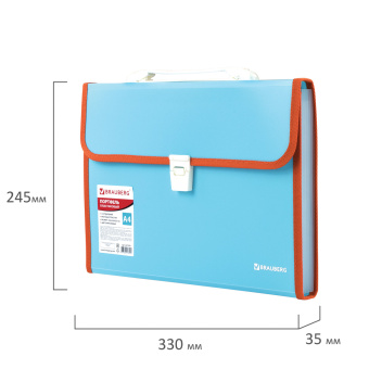 Папка-портфель пластиковая BRAUBERG "JOY", А4 (330х245х35 мм), 13 отделений, с окантовкой, бирюзовая, 227976 за 396 ₽. Портфели пластиковые. Доставка по России. Без переплат!