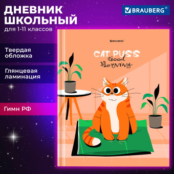Дневник 1-11 класс 40 л., твердый, BRAUBERG, глянцевая ламинация, "Cute cat", 106852 за 48 ₽. Дневники универсальные. Доставка по России. Без переплат!